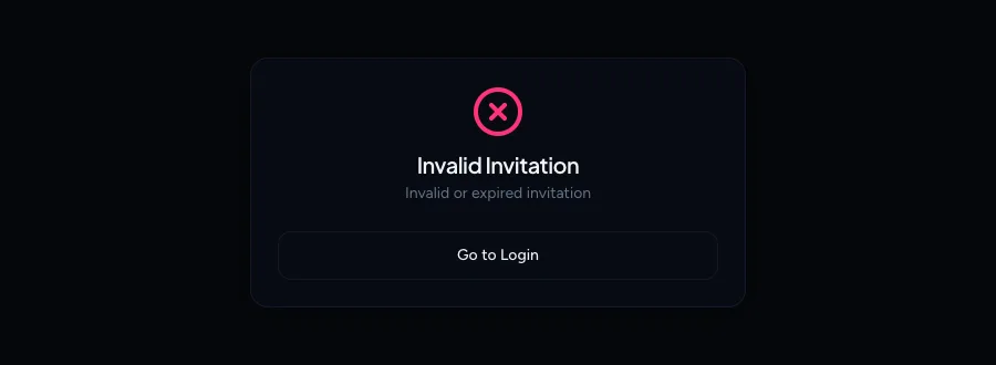 The Invalid Invitation page