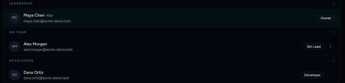 A member row with the menu button showing at its right edge