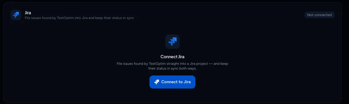 The Jira tab showing Connect Jira with a Connect to Jira button