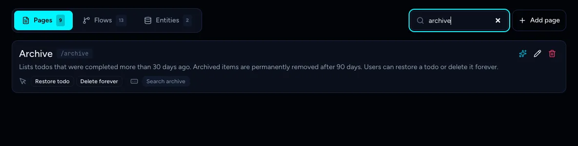 The Archive page after AI refinement with the new action and description